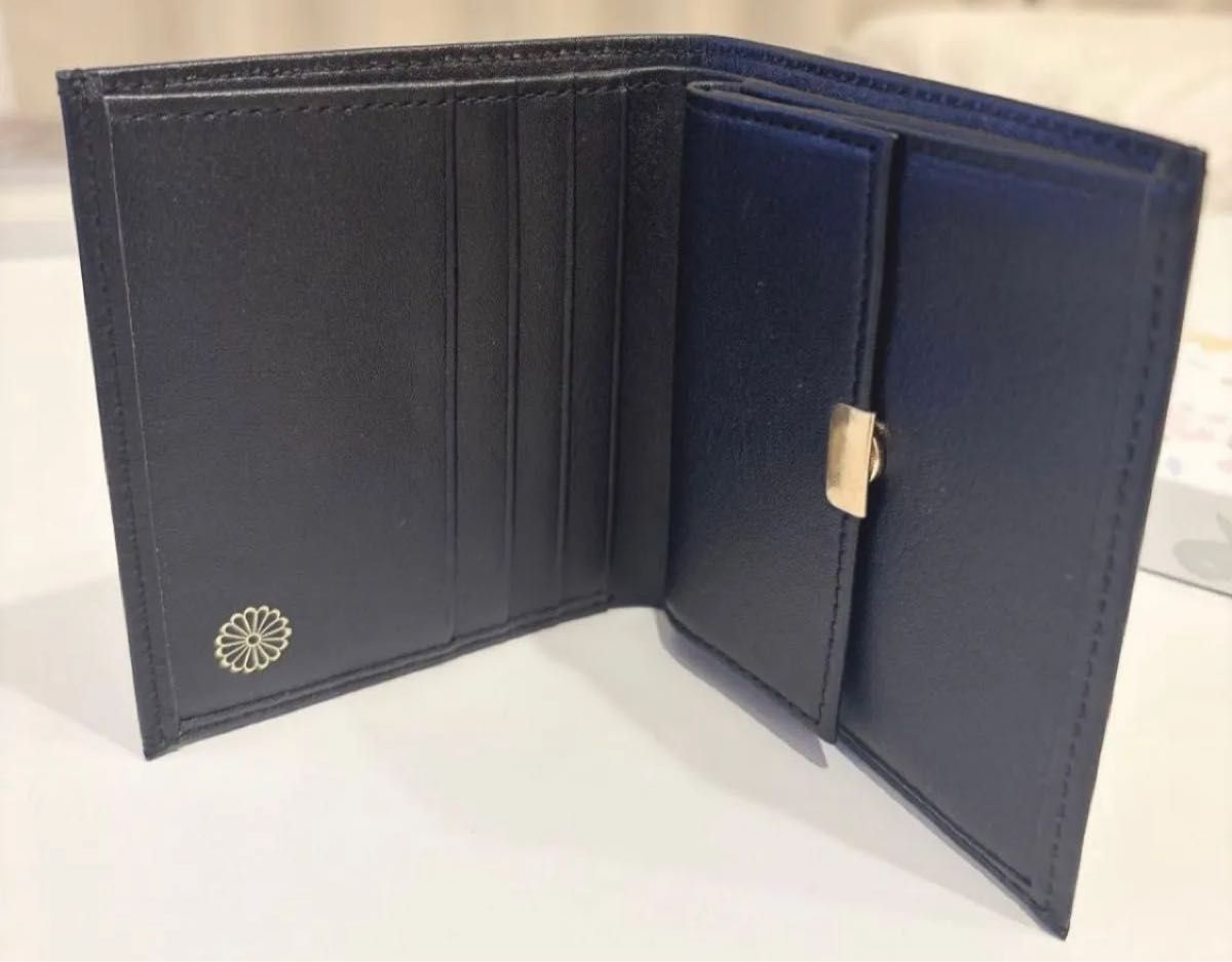 皇居限定/新品箱・袋付き】ブラック高級本革 特製二つ折り財布 レザー