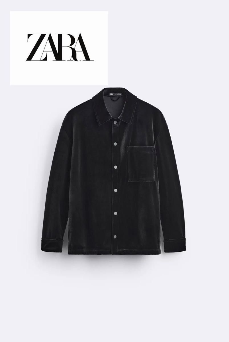 試着のみ】ZARAザラ ブラック ベルベット シャツ 黒ベロアM｜Yahoo