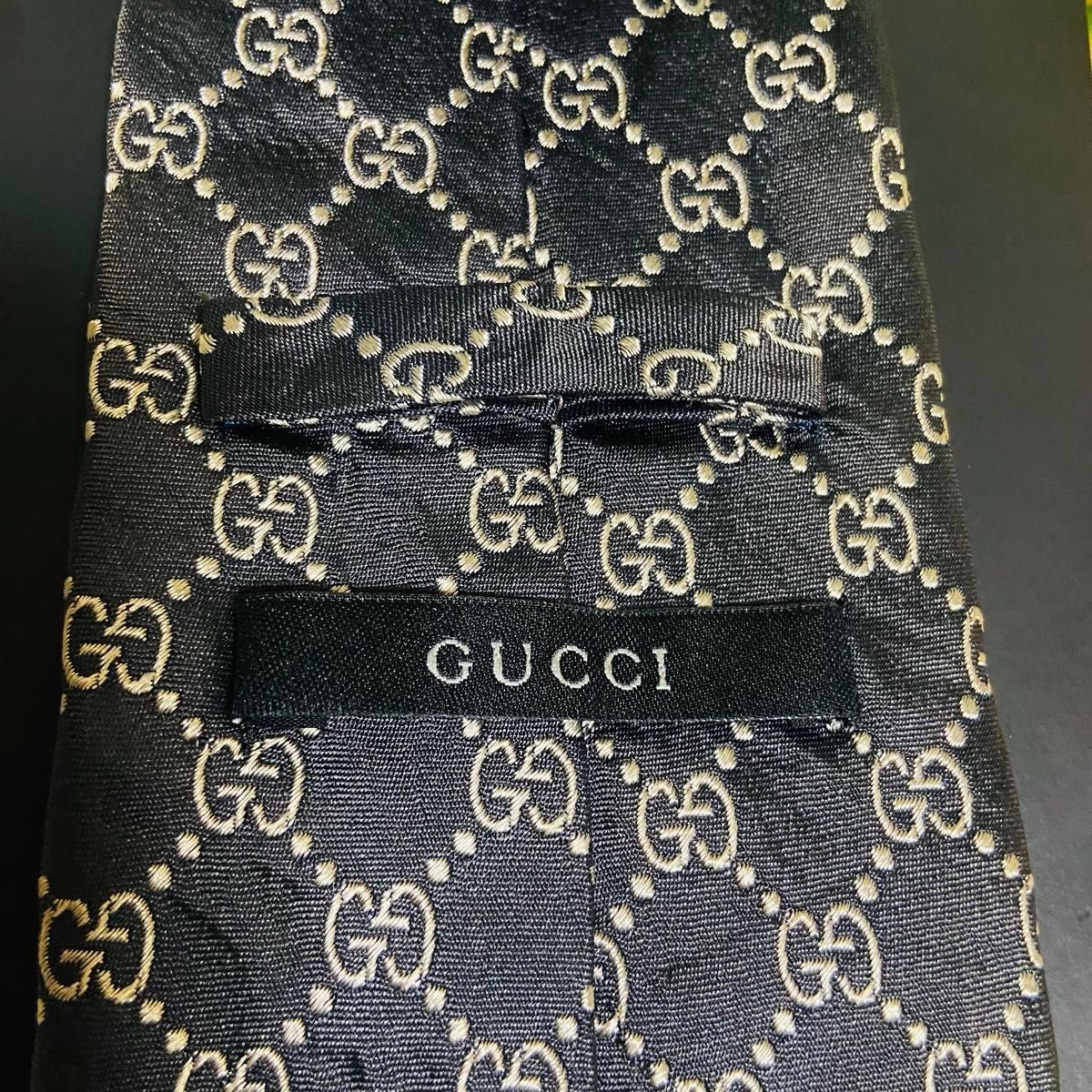 シルク GUCCI グッチ ネクタイ ブラック GG柄 イタリア製 卒園式 成人