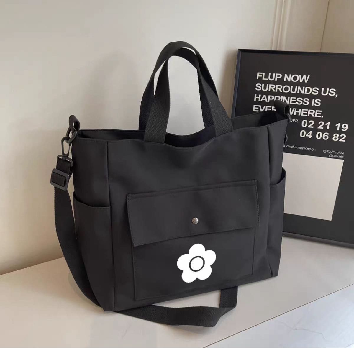 未使用】MARY QUANT デイジーロゴ トートバッグA4収納OK／斜め掛け可