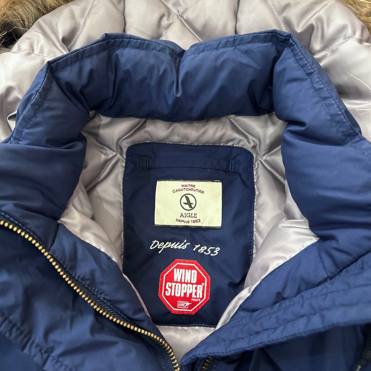 AIGLE エーグル ダウンコート WINDSTOPPER ファー付 Sサイズ｜Yahoo