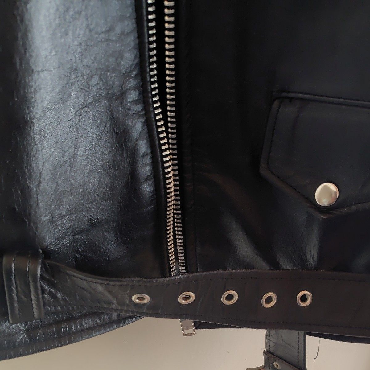 GENUINE LEATHER EEZAN ライダースジャケット レザージャケット 黒