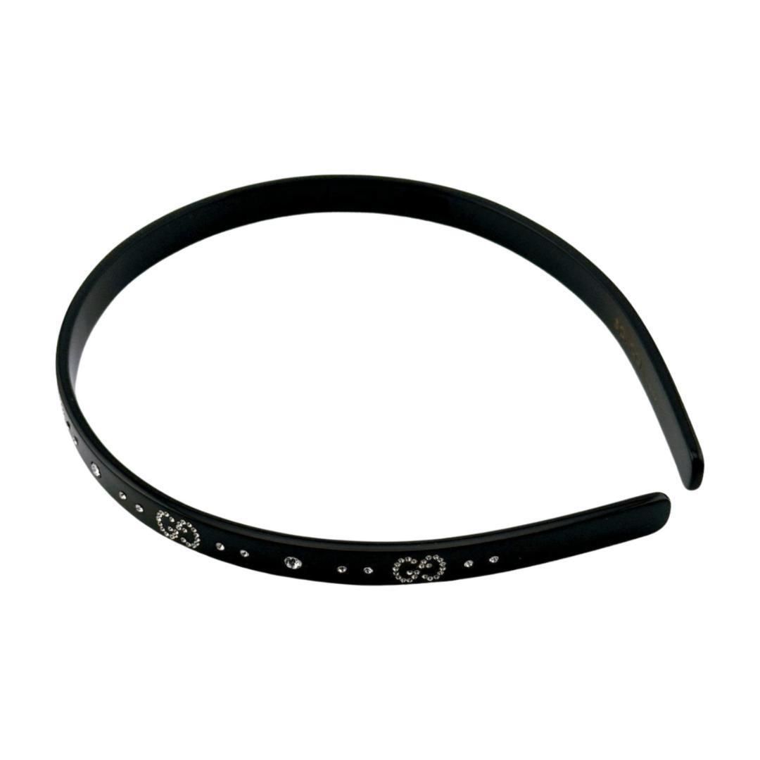 GUCCI グッチ GGクリスタルヘアバンド ブラック系 インターロッキングG