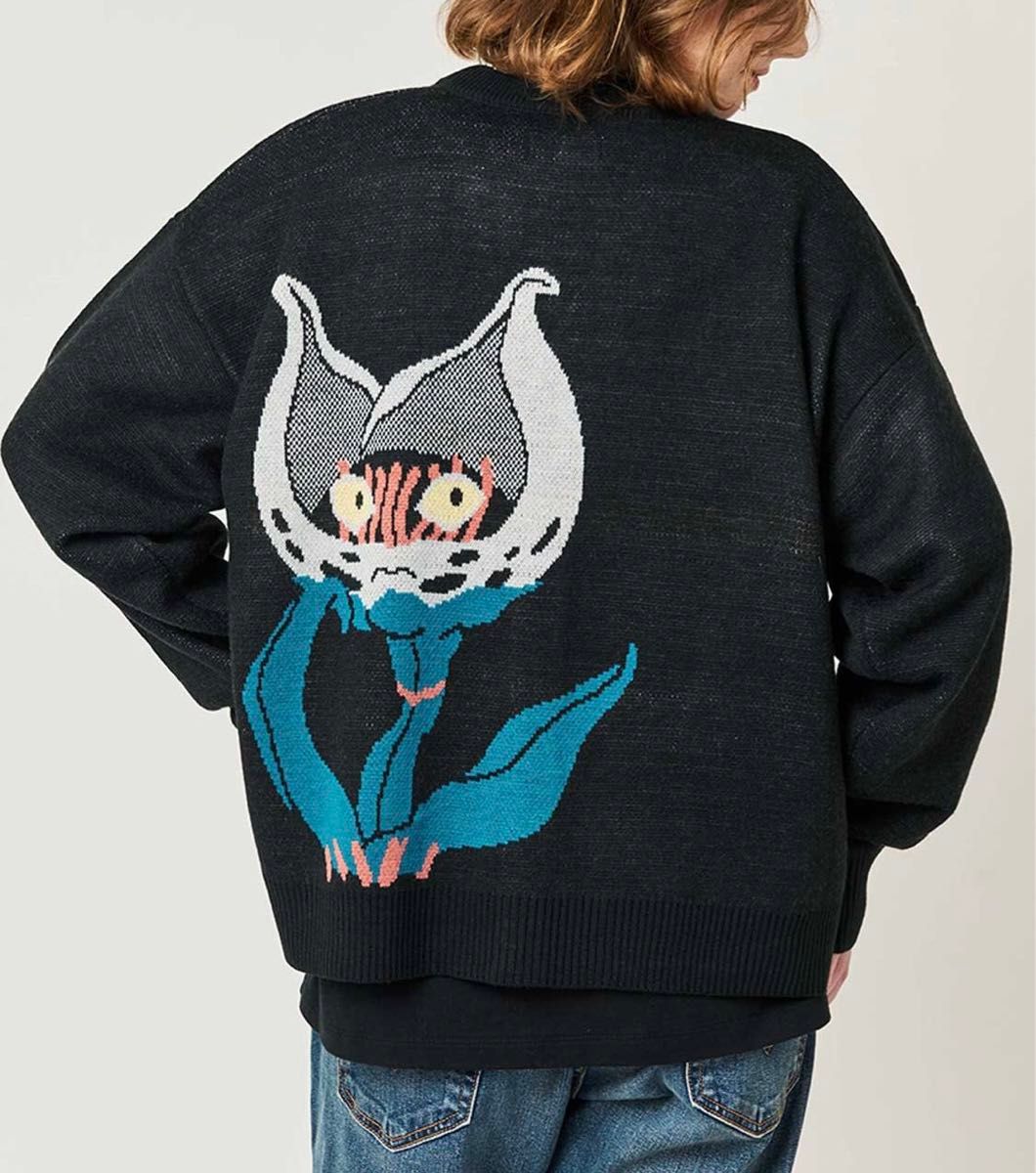 XL グラニフ ジョジョ 猫草 ウォッシャブルジャカードニット