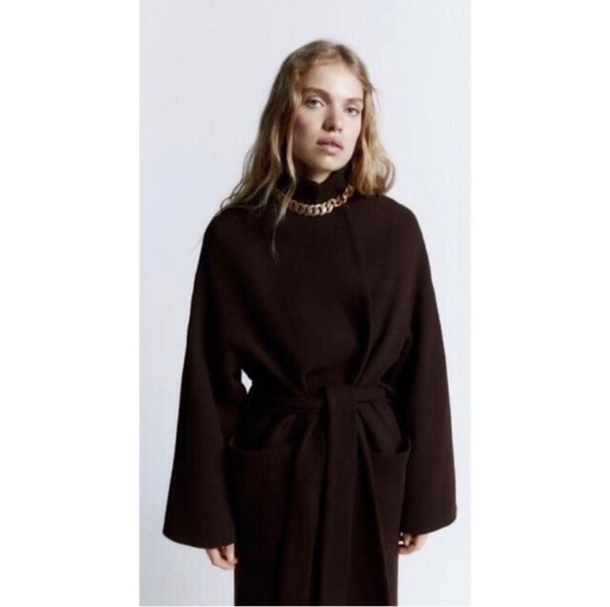 ZARA MANTECOコラボ ベルト付きウールロングコート S xs ウエスト