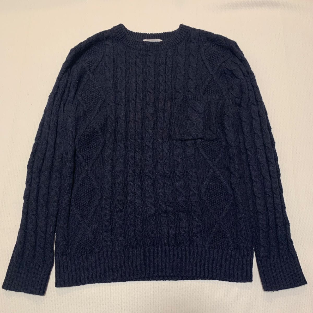 TK】THE SHOP TK ケーブルニット ポケット ニット セーター M ネイビー