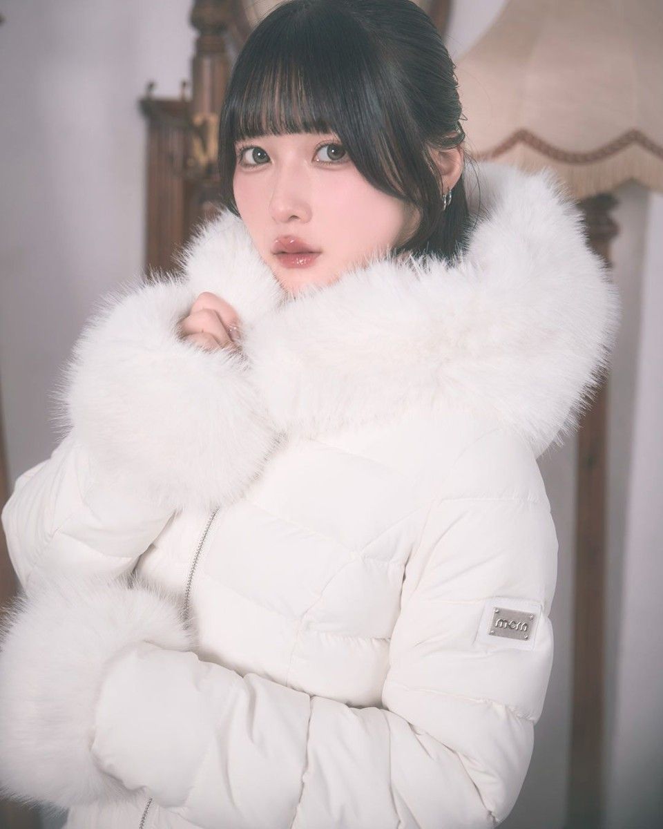 ミシェルマカロン 美くびれフェイクファーダウンコート フリーサイズ