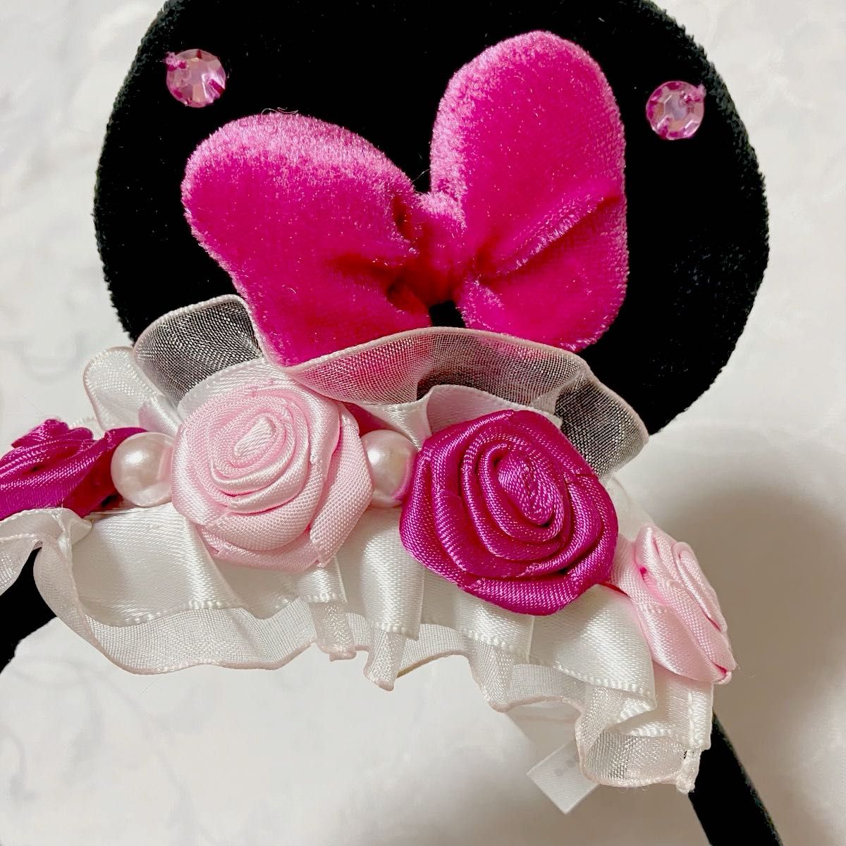 ディズニーカチューシャ ピンク 薔薇 ディズニー カチューシャ ミニー