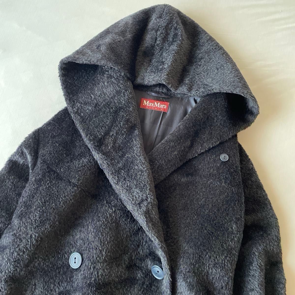 MaxMara STUDIO マックスマーラ アルパカシャギーコート フード