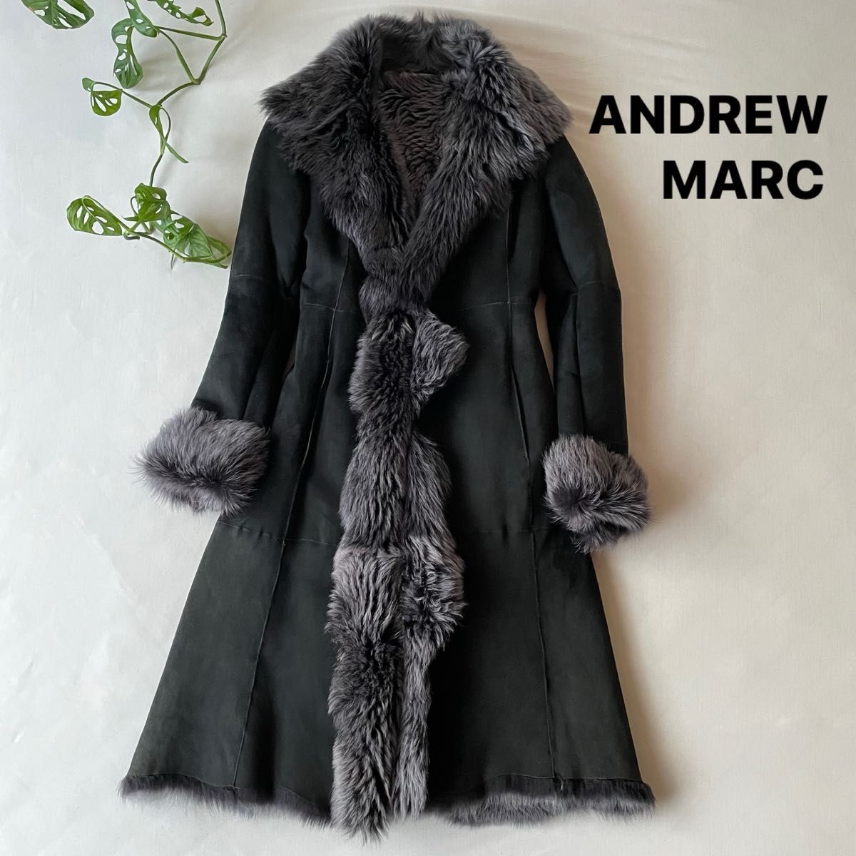 ANDREW MARC アンデュリューマーク リアルムートン ロングコート S 羊