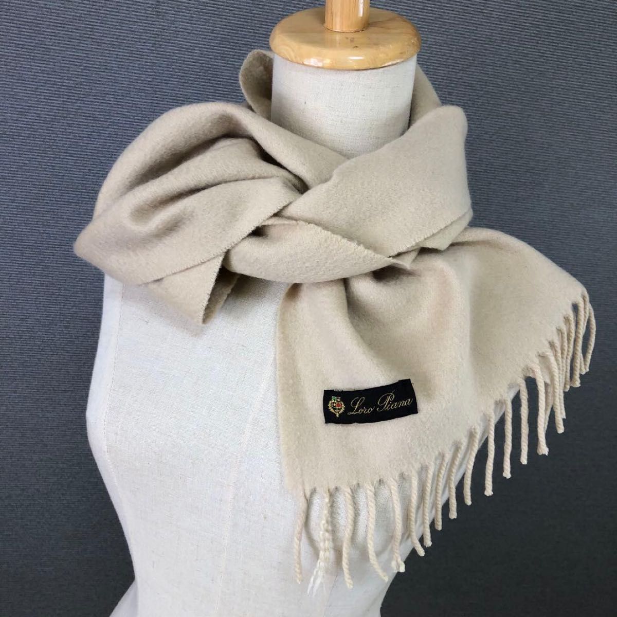 Loro Piana ロロピアーナ カシミヤ100 マフラー ベージュ｜Yahoo