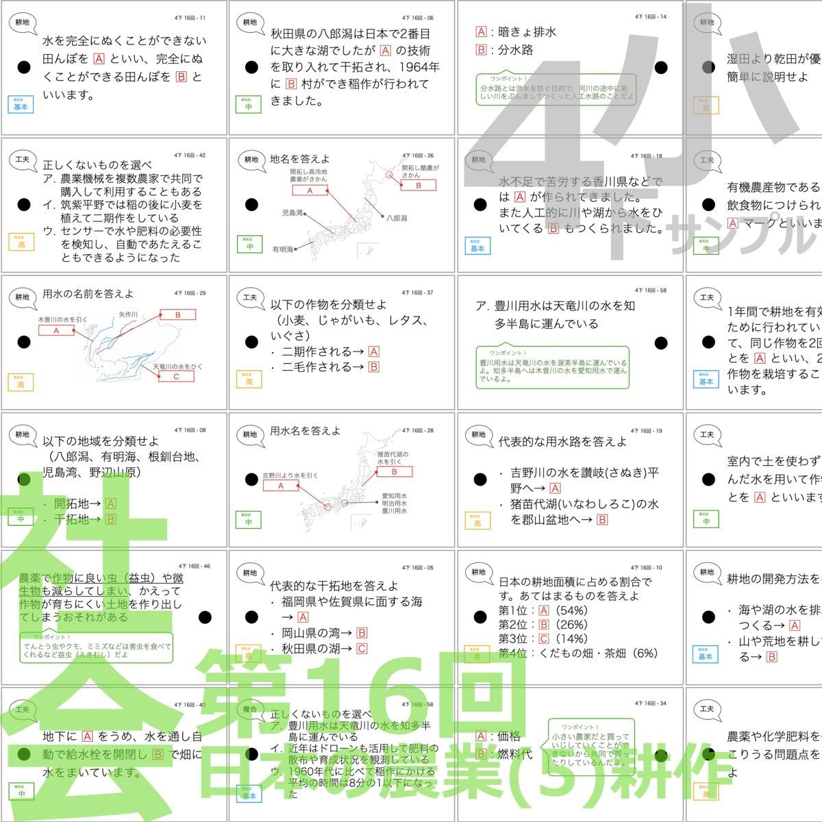 中学受験 暗記カード【4年下 理社国16-18回】 予習シリーズ 組み分け