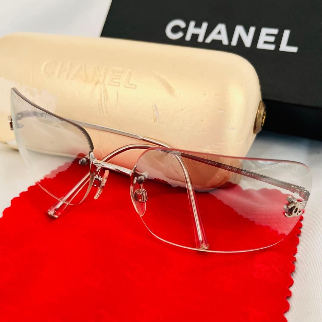付属品あり CHANEL シャネル ココマーク ロゴ サングラス リムレス