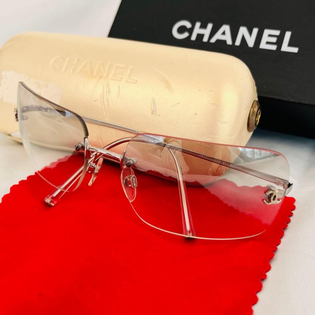 付属品あり CHANEL シャネル ココマーク ロゴ サングラス リムレス