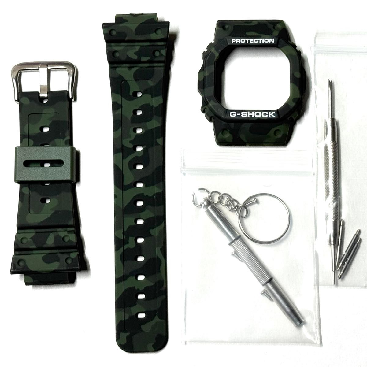 G-SHOCK DW-5600 ベゼル ベルト セット グリーン迷彩 カモフラージュ