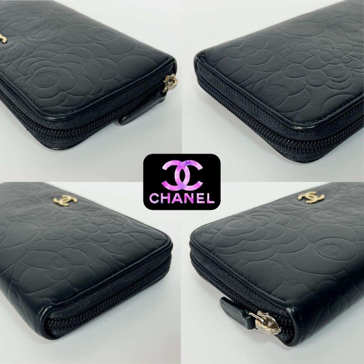 超極美品 CHANEL カメリア ラウンドファスナー 長財布｜Yahoo!フリマ