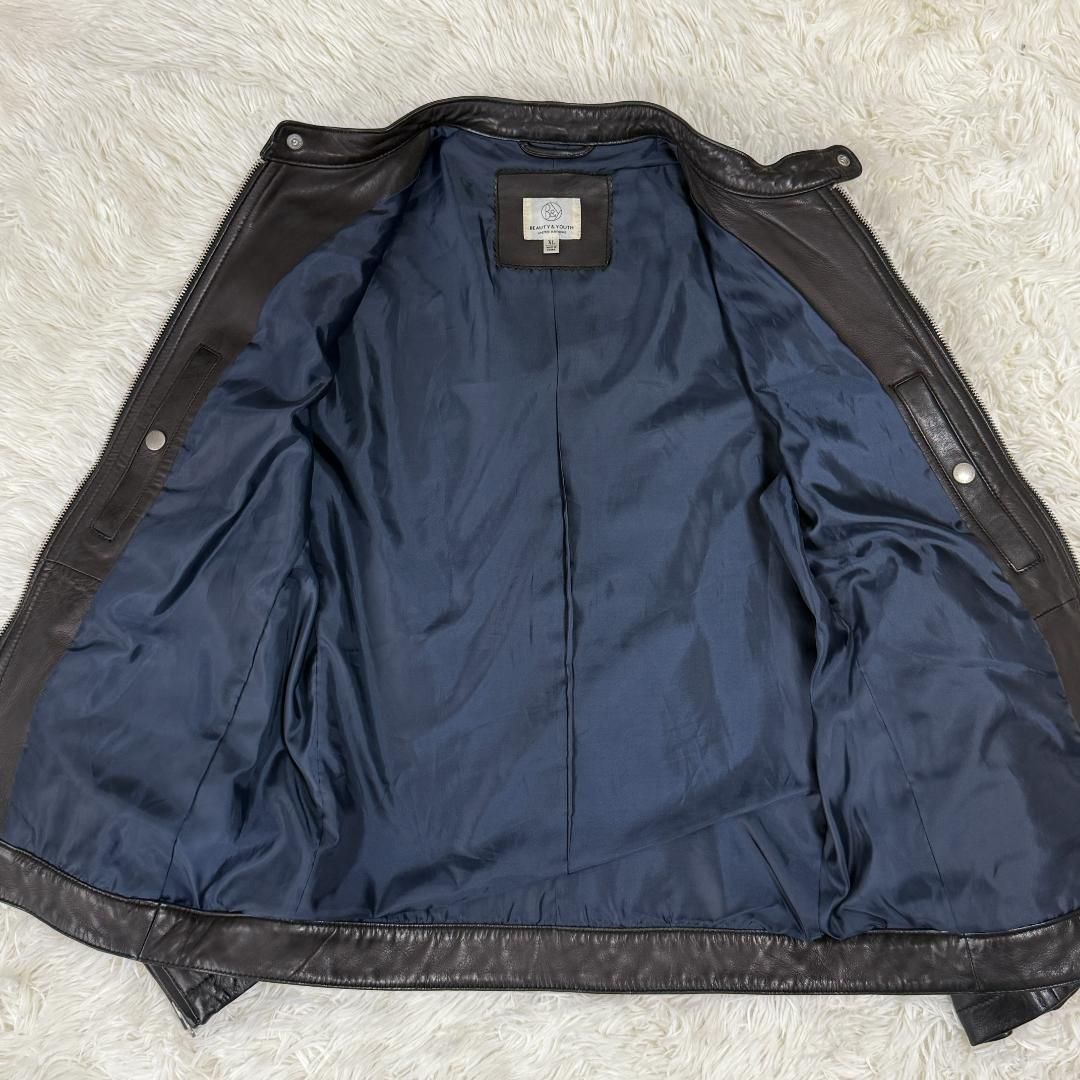 ユナイテッドアローズ ラムレザー シングルライダース 羊革 黒 XL