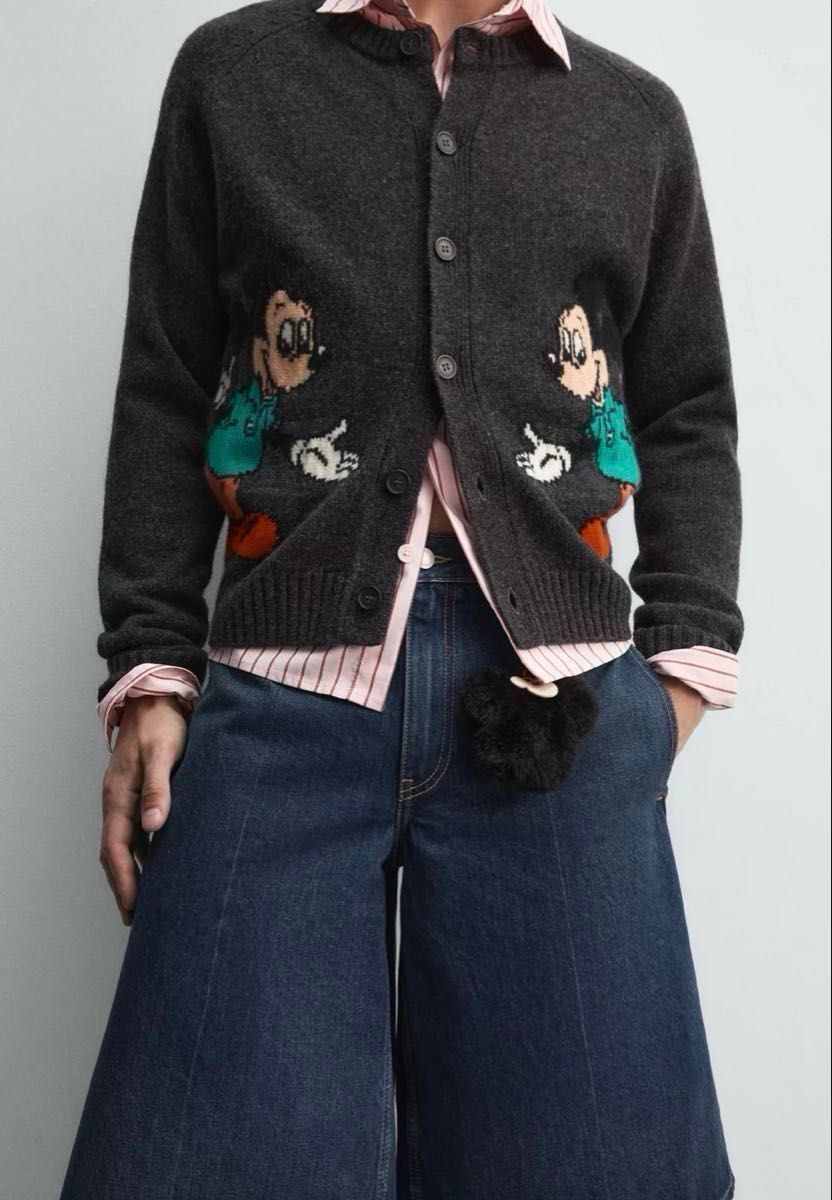 ZARA Disney harry lambert ミッキーマウスウールカーディガン Mサイズ