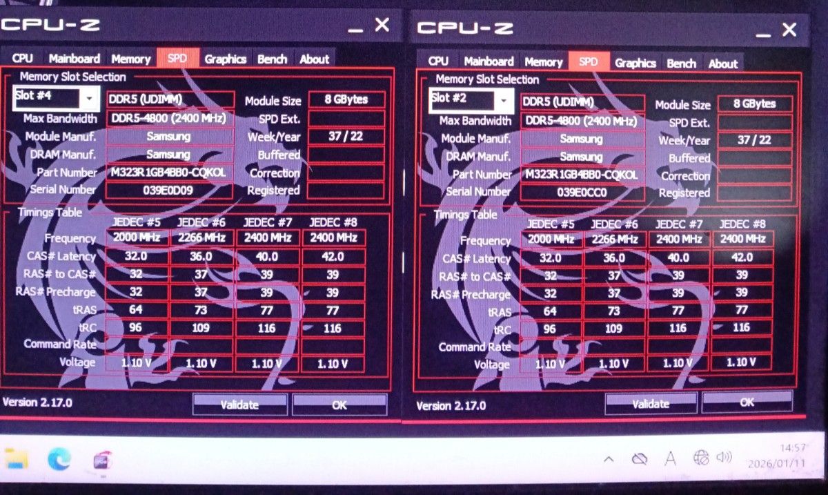 SAMSUNG PC5 4800B 8GB 2枚 16GB デスクトップPC用メモリ DDR5 38400