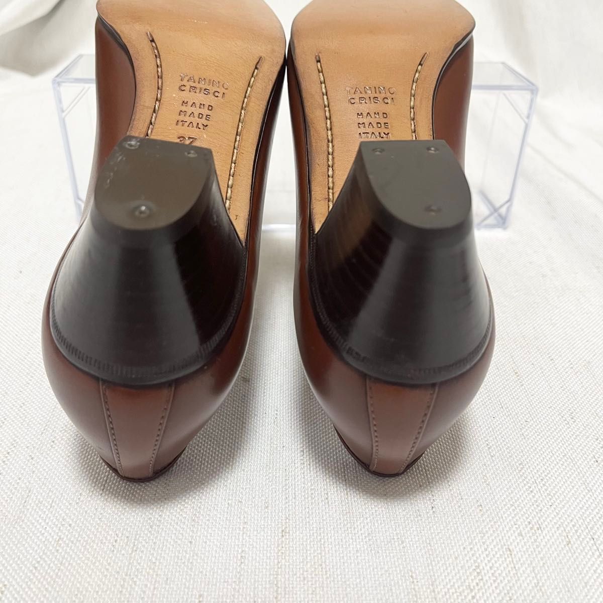 極美品】TANINO CRISCI レザー リボン パンプス ブラウン 37 タニノ