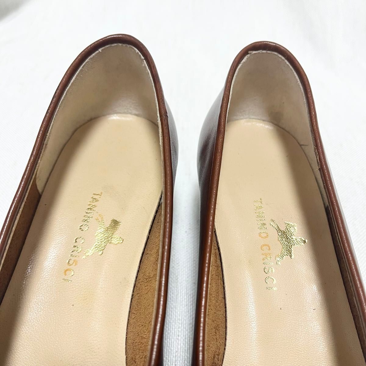 極美品】TANINO CRISCI レザー リボン パンプス ブラウン 37 タニノ