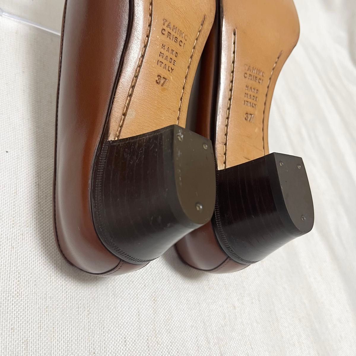極美品】TANINO CRISCI レザー リボン パンプス ブラウン 37 タニノ