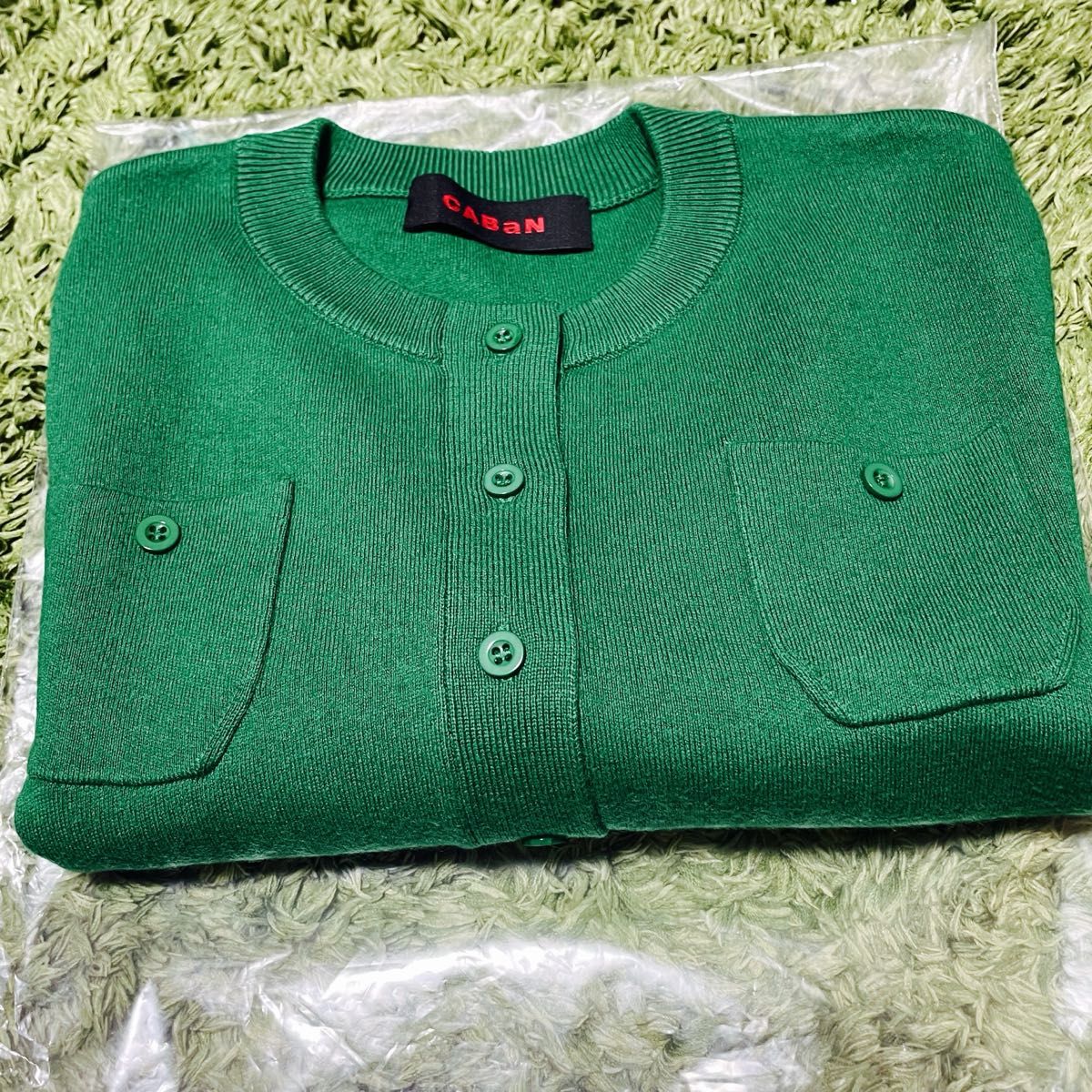 新品未使用 CABaN コットン カシミヤ クルーネックカーディガン