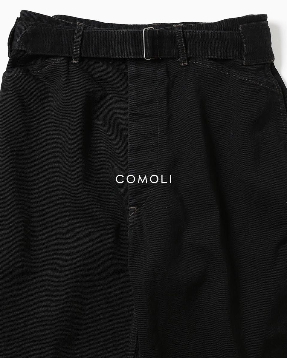 新品 26SS COMOLI ブラックデニム ベルテッドパンツ 3 ベルテッド