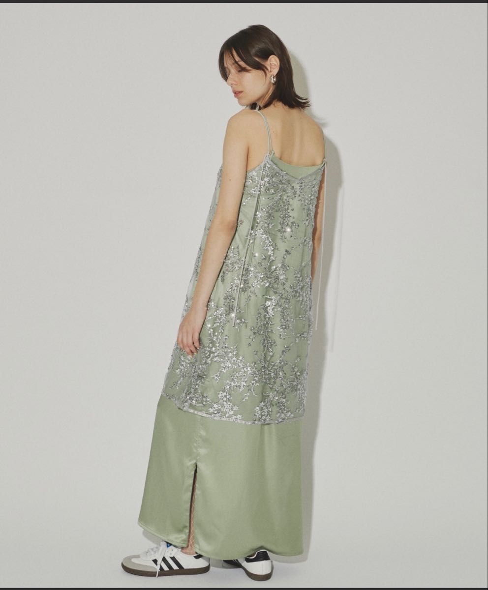 yae ヤエ スパンコール ワンピース Flower spangle camisole dress