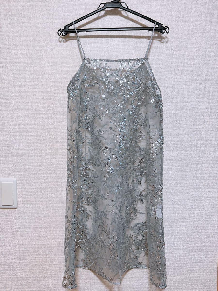yae ヤエ スパンコール ワンピース Flower spangle camisole dress