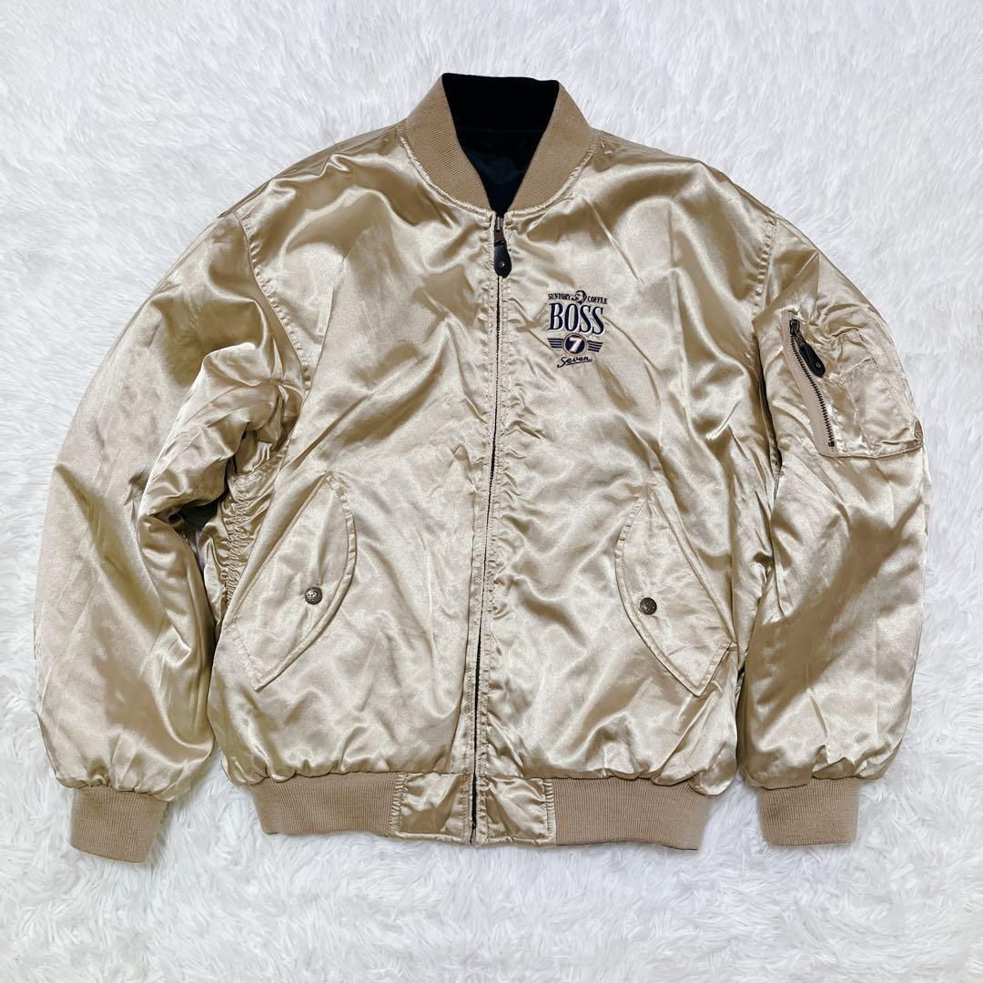希少 非売品 BOSS ボスジャン リバーシブル MA-1 金 黒 ジャンパー