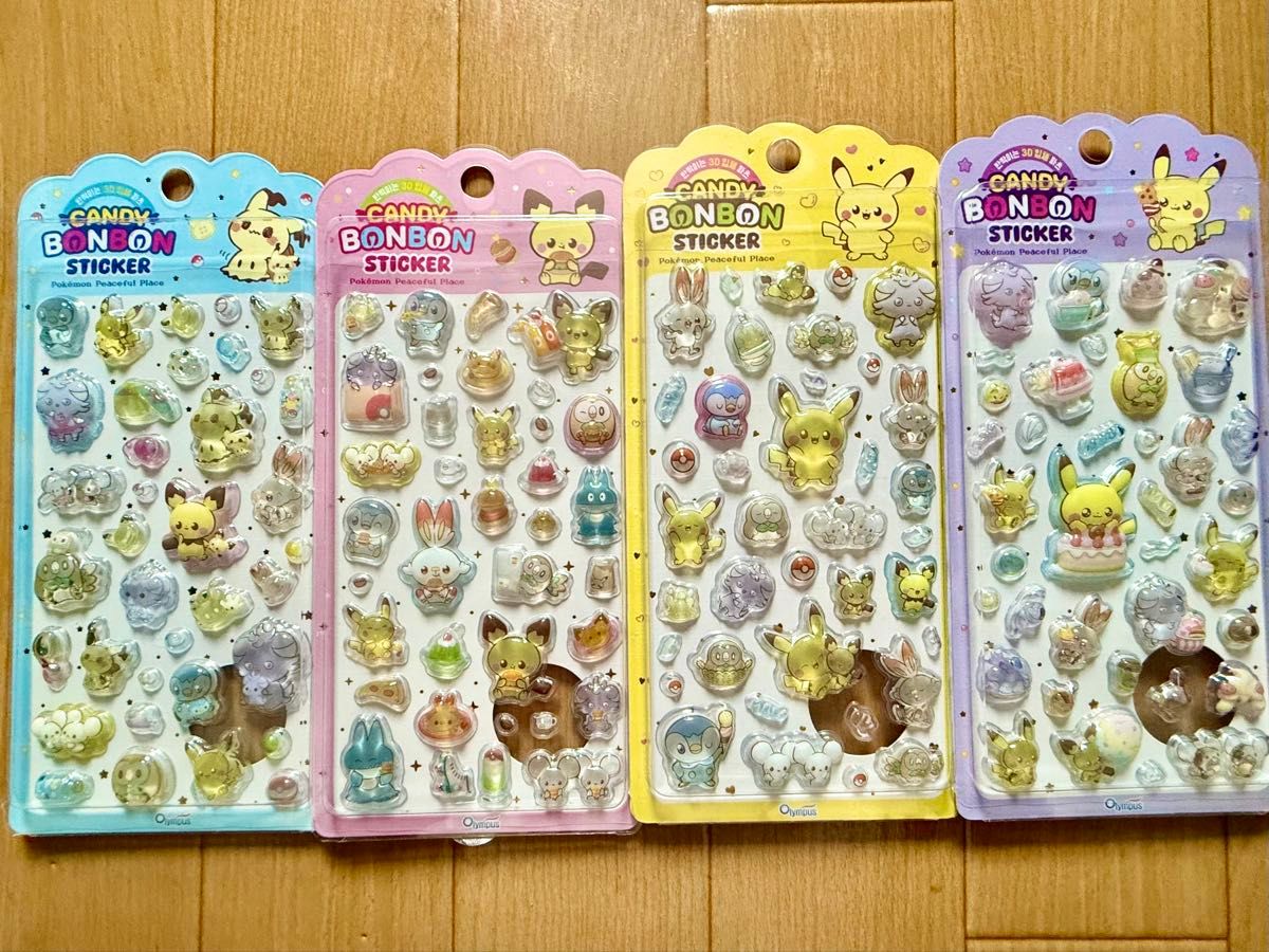 韓国限定 ポケモン ポケピース CANDY BONBON 3Dシール 4種セット