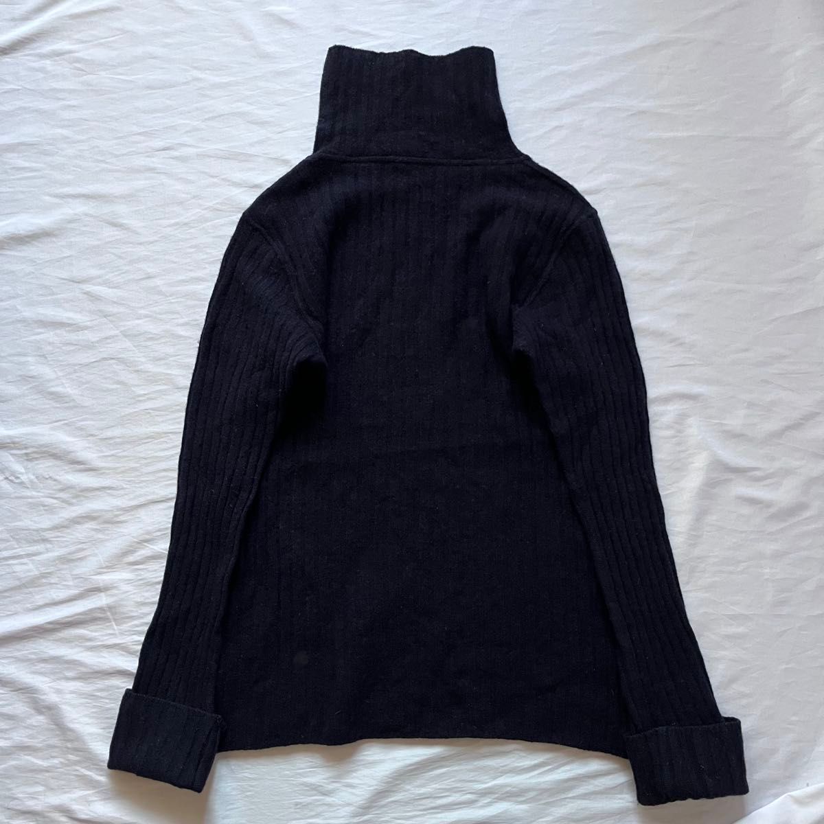 45R フロート縮絨 タートルネック ニット L 3 ブルー R刺繍 45rpm