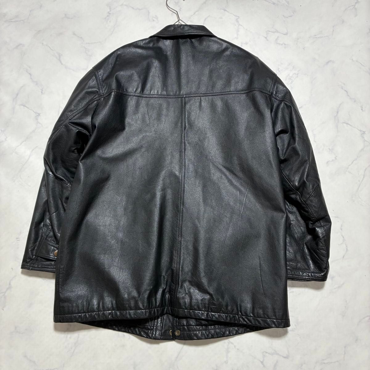 希少XL OLD UNIQLO レザージャケット カーコート オールドユニクロ 緑