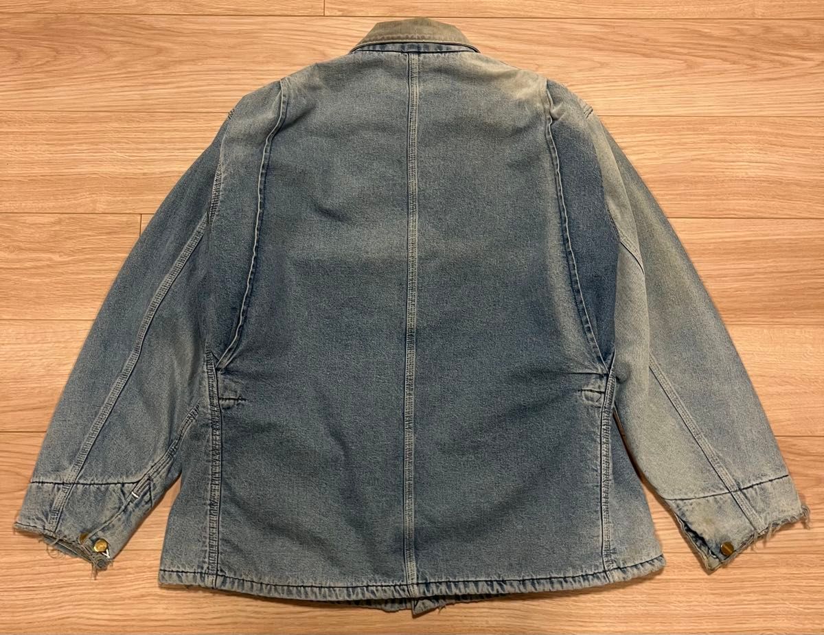 90s Carhartt デニム チョアコート カバーオールフェード 古着 ボロ