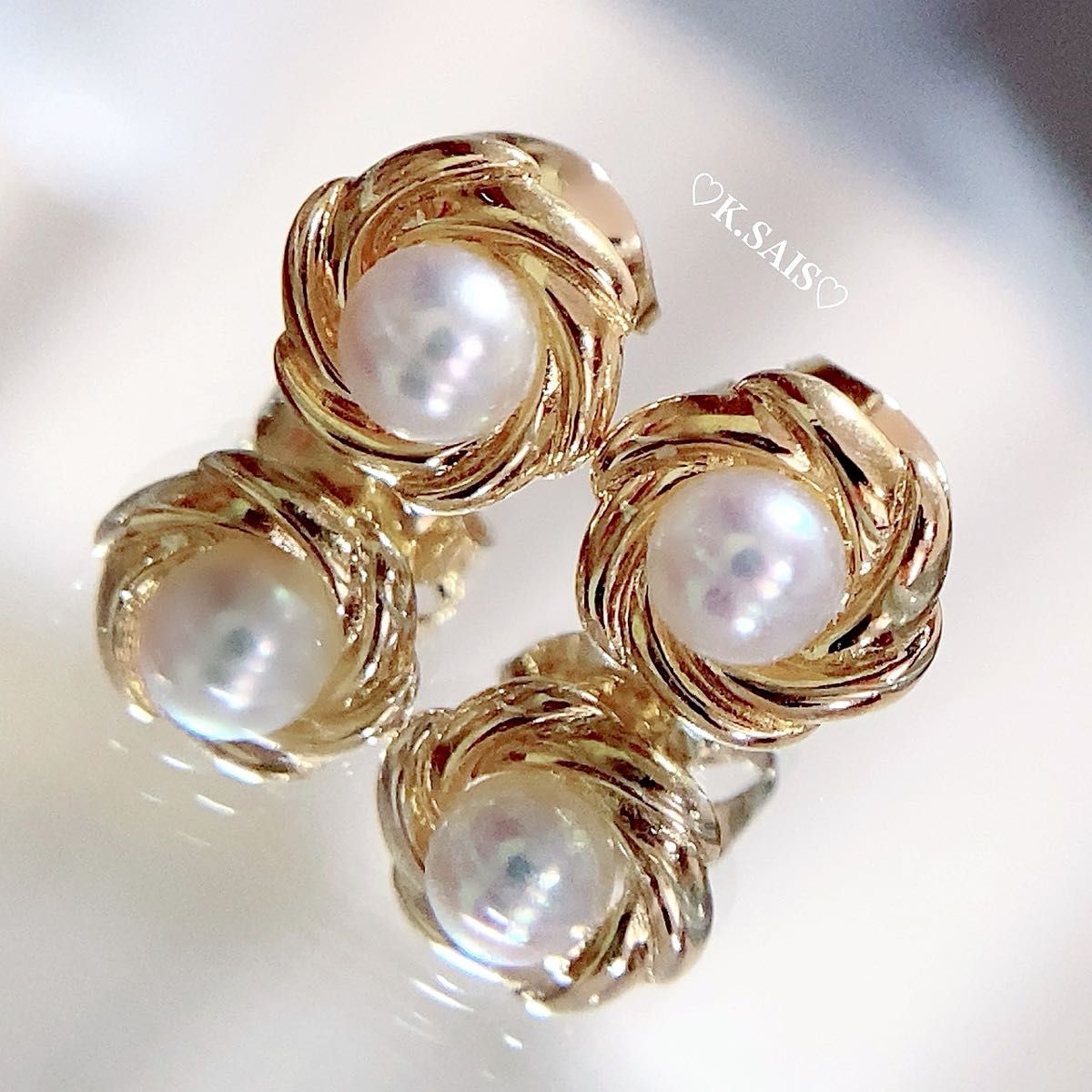 ミキモト K18YG アコヤベビーパール ピアス Mikimoto 真珠 K18 ピアス