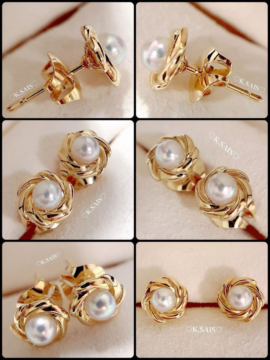 ミキモト K18YG アコヤベビーパール ピアス Mikimoto 真珠 K18 ピアス