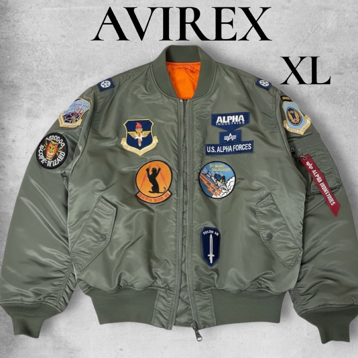MA-1 フライトジャケット ワッペン付き XL カーキ ミリタリー
