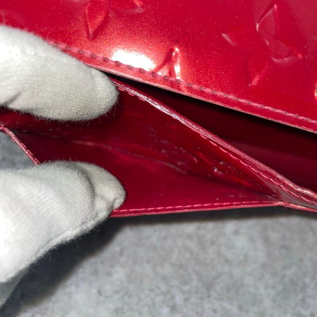 微美品】LOUIS VUITTON ルイヴィトン 長財布 ヴェルニ 赤 レザー