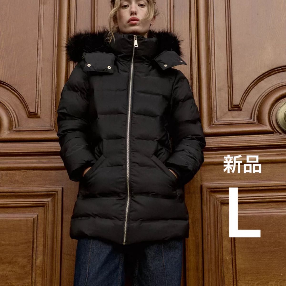 ZARA 撥水ウィンドブレーカーフード付きダウンジャケット ダウンコート