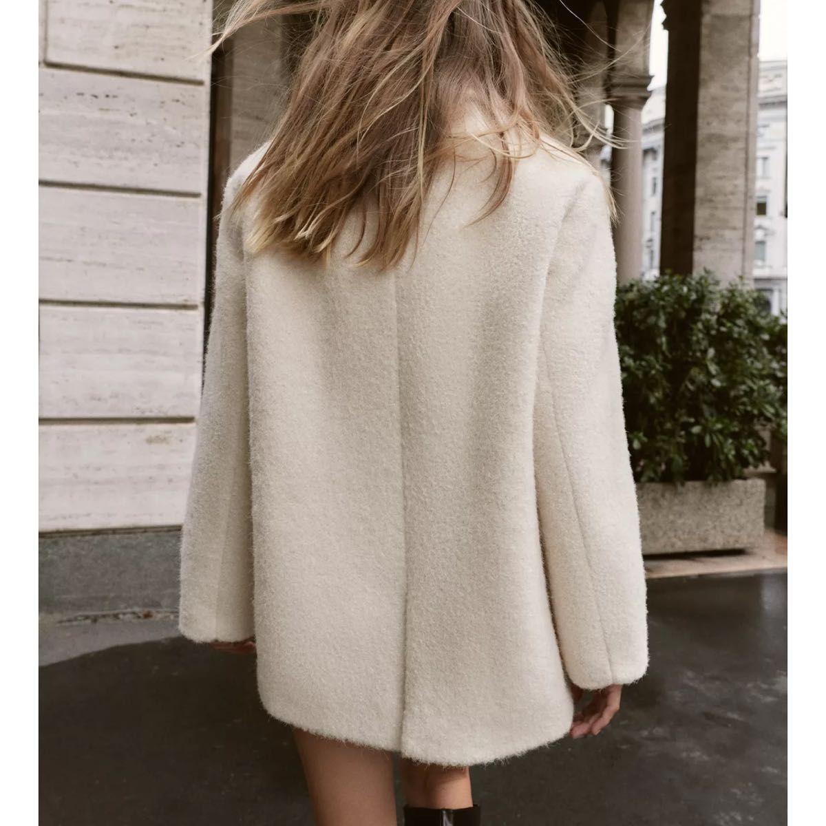 ZARA ブークレダブルブレストミディ丈コート Sサイズ｜Yahoo!フリマ