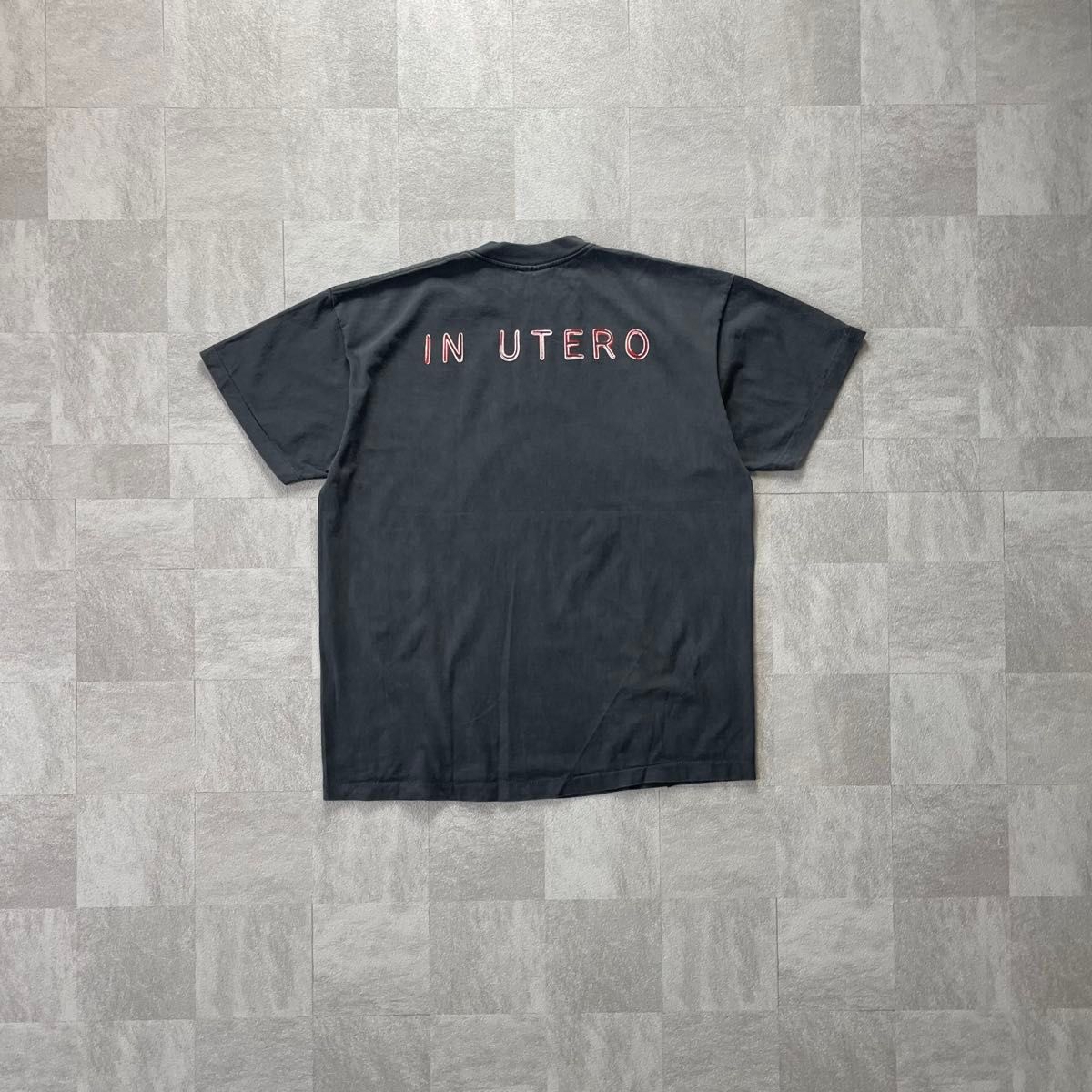 NIRVANA ニルヴァーナ KurtCobain IN UTERO S/S T-shirt fade black xl