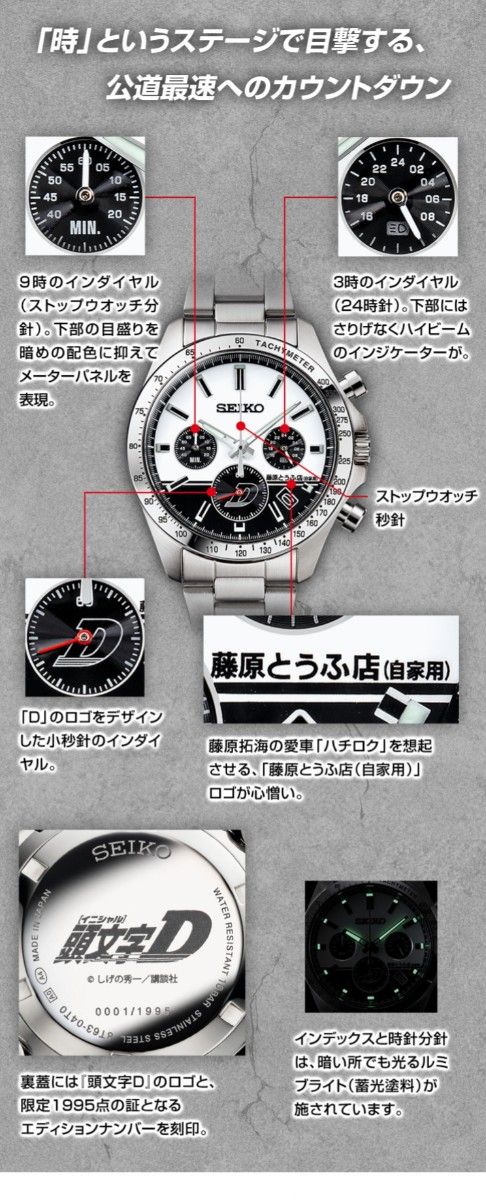 1995本限定 新品 頭文字d イニシャルD SEIKO セイコー コラボウォッチ