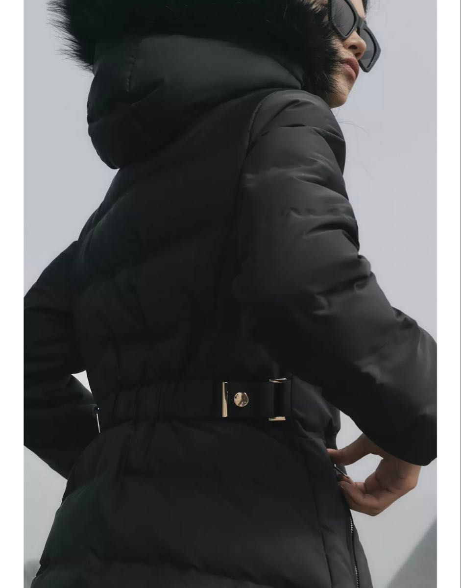新品 未使用 ZARA ザラ セミロング丈フード付きダウンジャケット XL