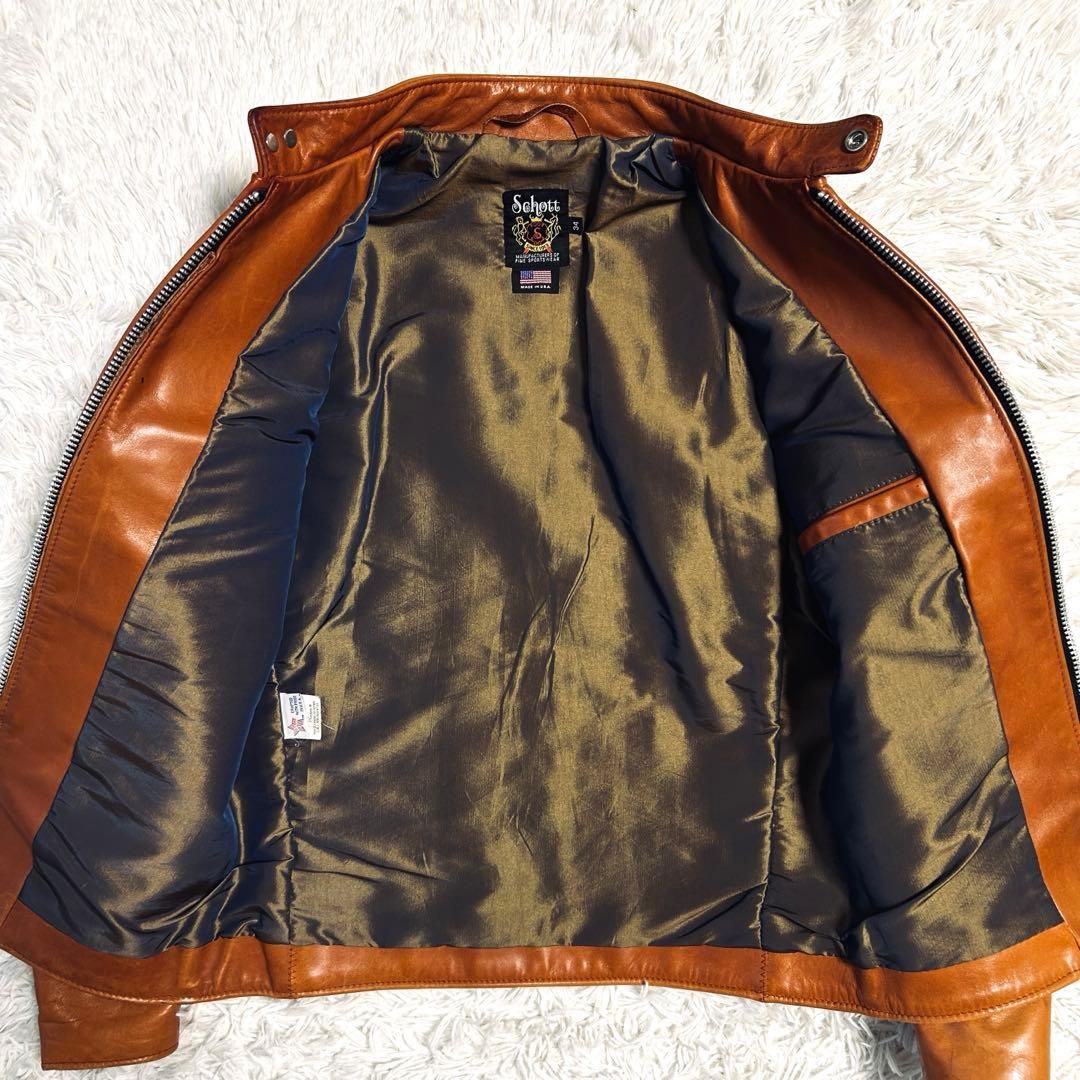 希少色 ショット Schott 641xx 7009 ライダースジャケット 34 シングル