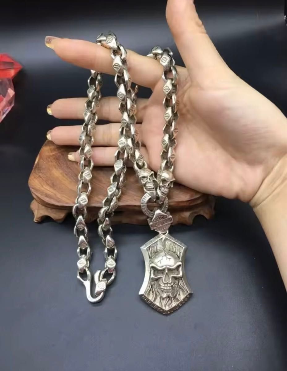 VINTAGE ハーレーダビットソン メンズレトロS925銀の骸骨 髑髏