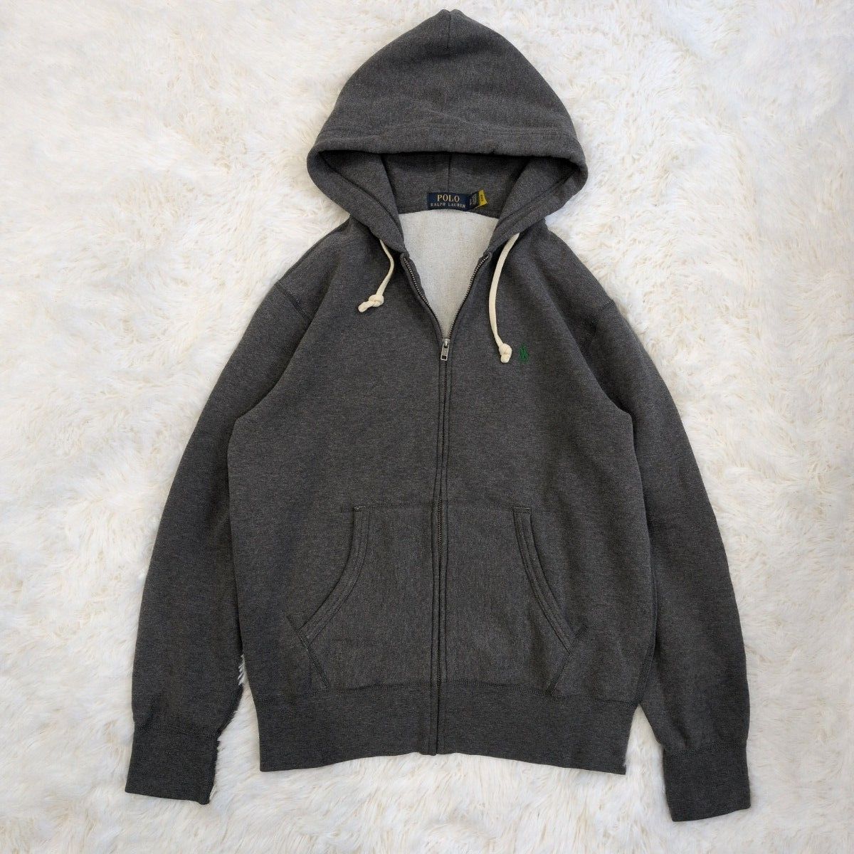美品/ポロバイラルフローレン チェックジップアップパーカー ポニー