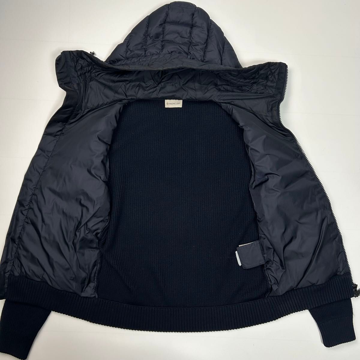 美品 MONCLER MAGLIONE ハイブリッドダウン カーディガン 紺｜Yahoo