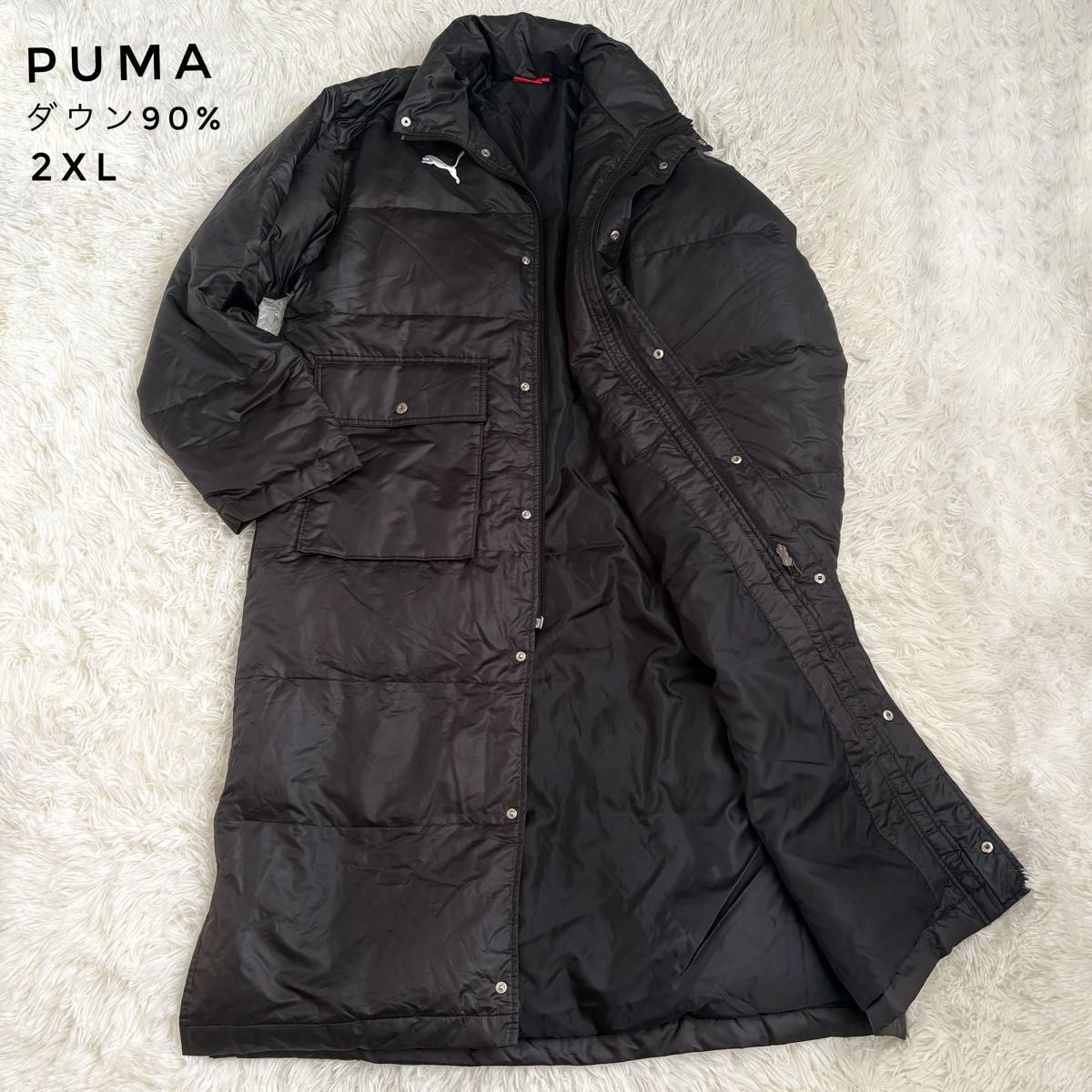 大きいサイズ PUMA プーマ ベンチコート ロング ダウンジャケット ロゴ