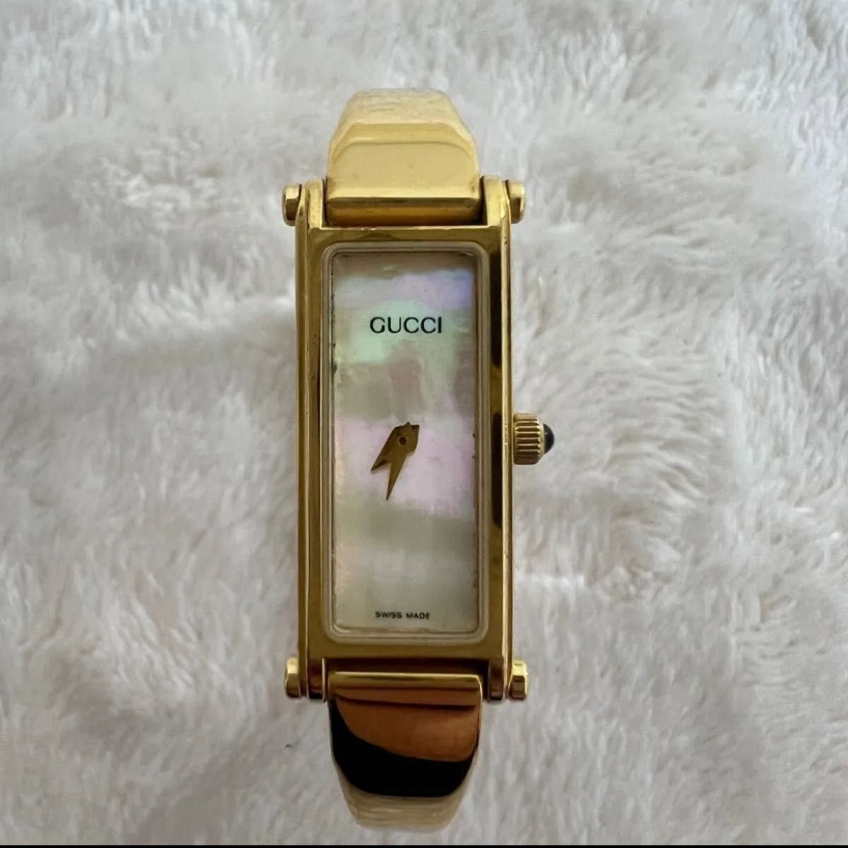 GUCCI グッチ 1500L バングルウォッチ ゴールド シェル文字盤 動作